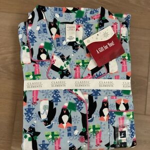 Classic Elements Kids Light Blue Penguin Holiday Pajama Set